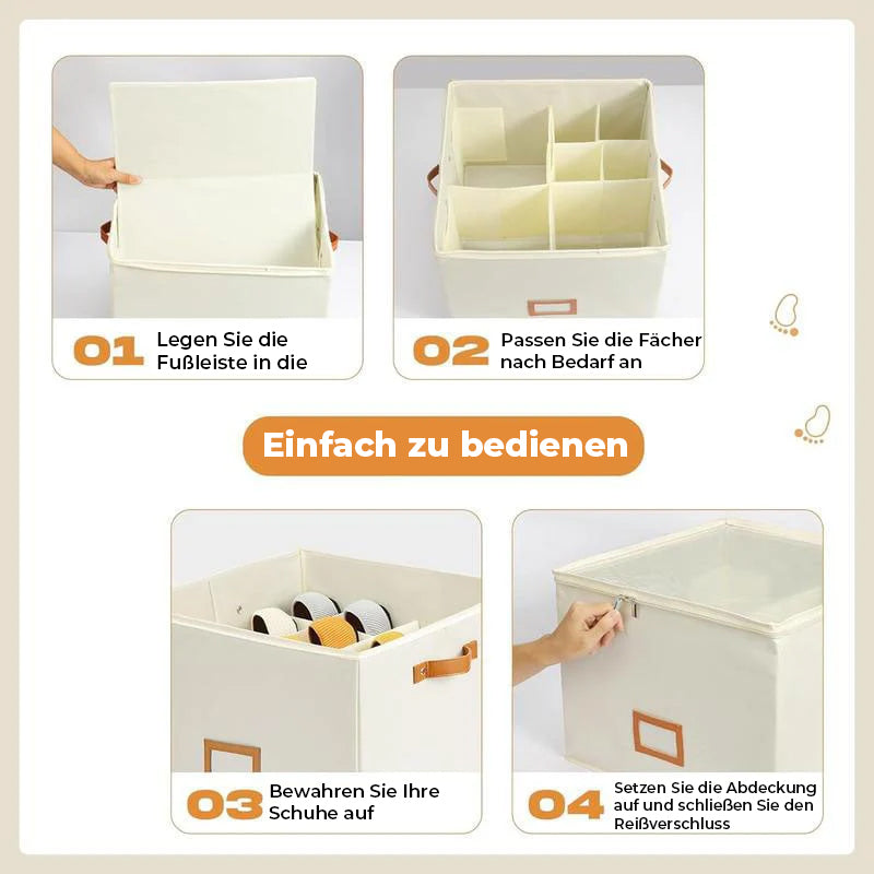 Zusammenklappbare Schuh-Organizer-Box mit transparentem Deckel