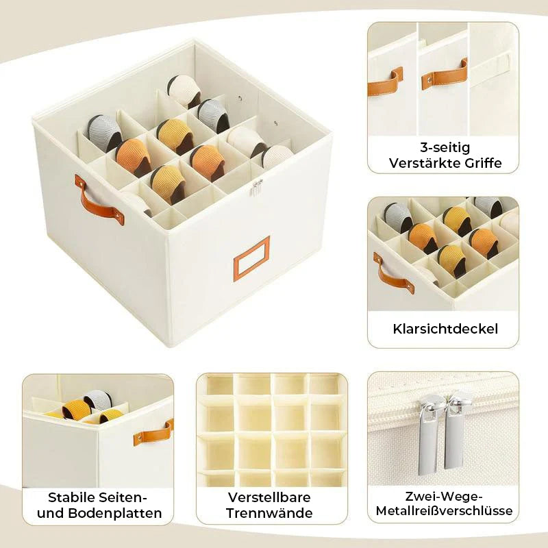 Zusammenklappbare Schuh-Organizer-Box mit transparentem Deckel