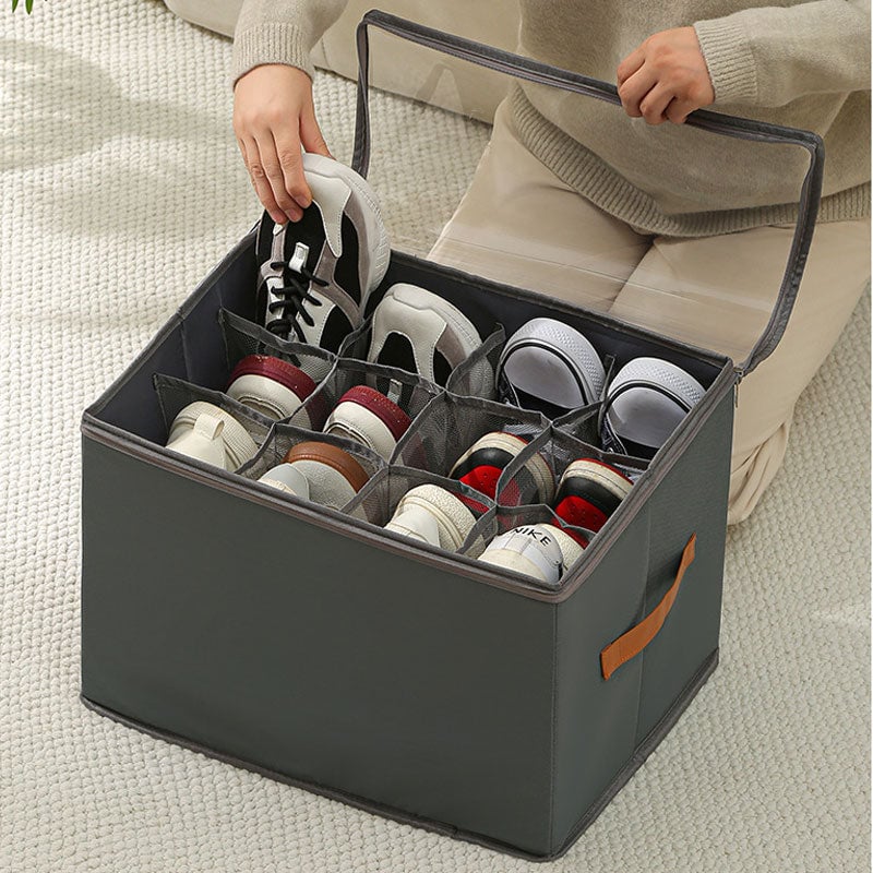 Zusammenklappbare Schuh-Organizer-Box mit transparentem Deckel