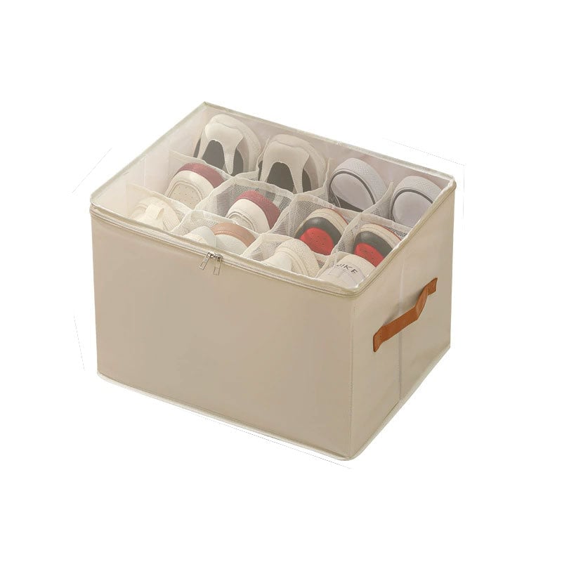 Zusammenklappbare Schuh-Organizer-Box mit transparentem Deckel